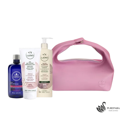 LAINO TROUSSE LAIT DE KARITE + GEL NETT DEMAQ + EAU DE ROSE GRATUIT