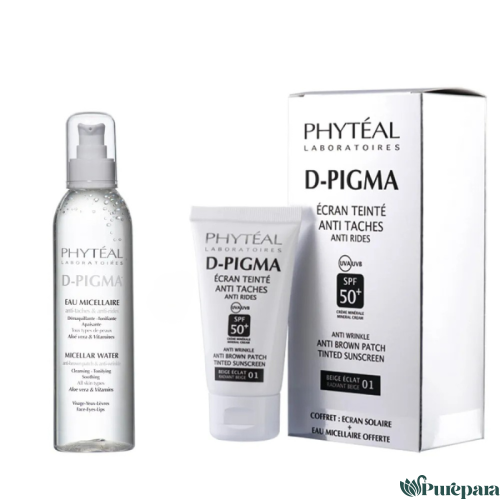 PHYTÉAL COFFRET DPIGMA ÉCRAN TEINTÉ ECLAT SPF 50+, 50 ML+ EAU MICELLAIRE GRAT