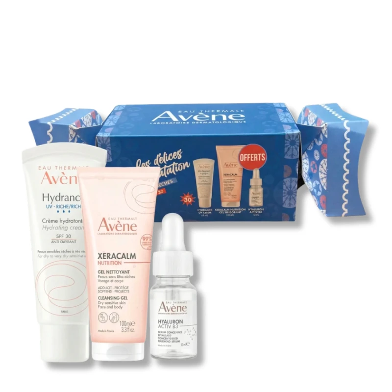 Coffret Avéne Hydrance Riche+XeraCalm Gel 100ml+Hyaluron Activ B3 10ml Gratuit