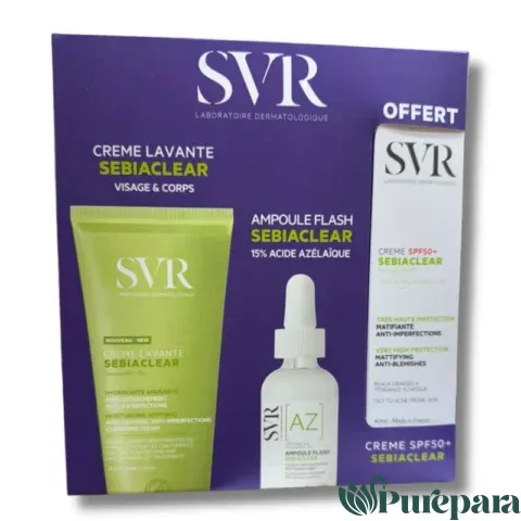 SVR COFFRET SEBIACLEAR GEL MOUSSANT 200ML+AMPOULE FLASH AZ+ECRAN OFFERT