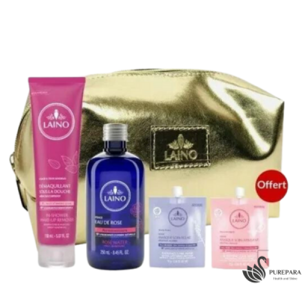 LAINO TROUSSE (DEMAQUILLANT+EAU DE ROSE+MASQUE ECLAT+MASQUE APAISANT GRT)